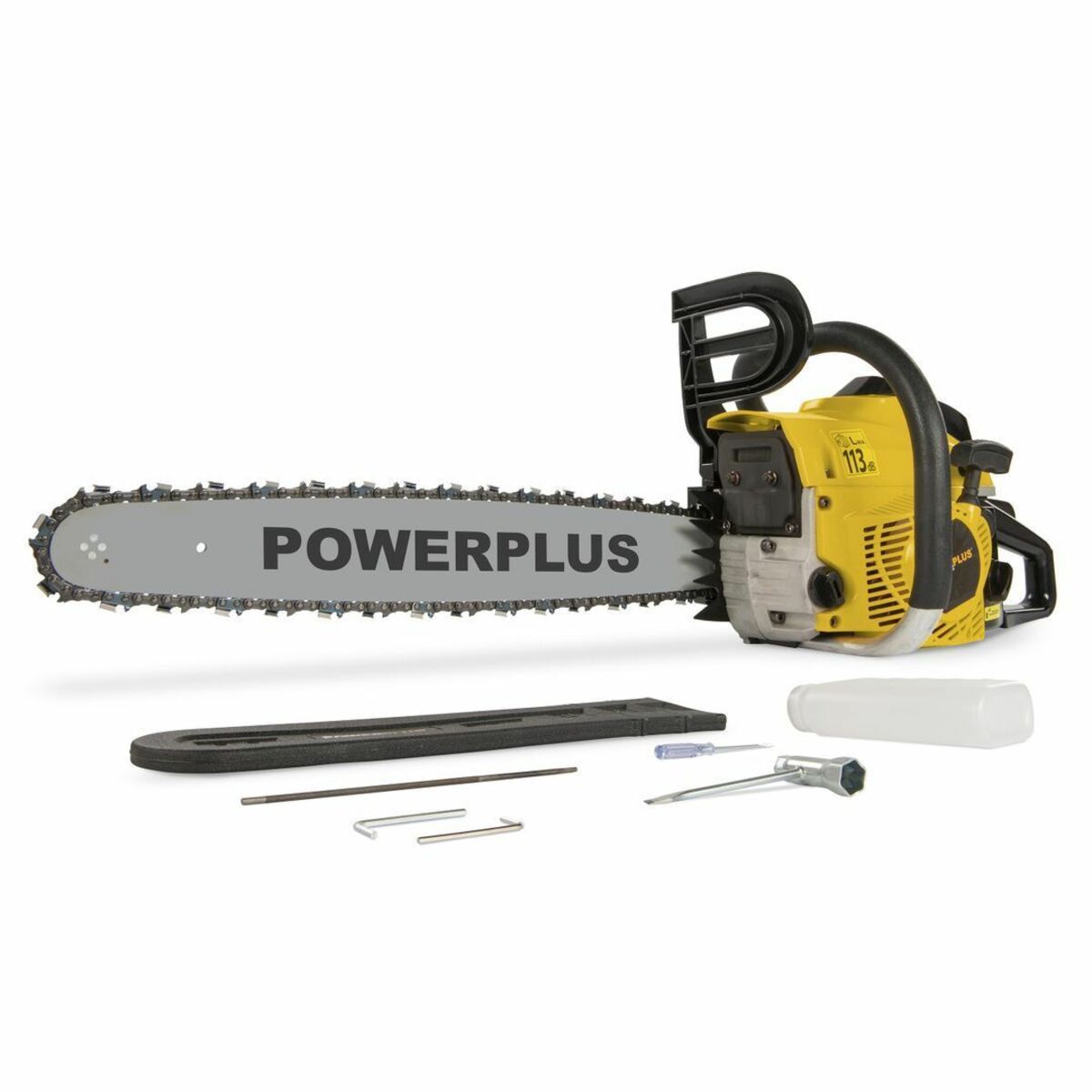 Bild 1 von Powerplus Benzin Kettensäge POWXG10231 - Benzin Säge 50,4 cc, mit 500 mm Schwert & 520 ml Kraftstoff