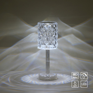 LeuchtenDirekt LED Tischleuchte, KRISTALA, transparent, 3-Stufen-CCT, dimmbar, Akkleuchte, Innenleuc