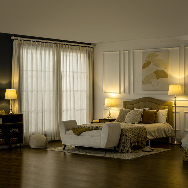 Bild 2 von HOMCOM Lampenset inkl. 2 Tischleuchte, 1 Stehlampe im Vintage-Design Creme