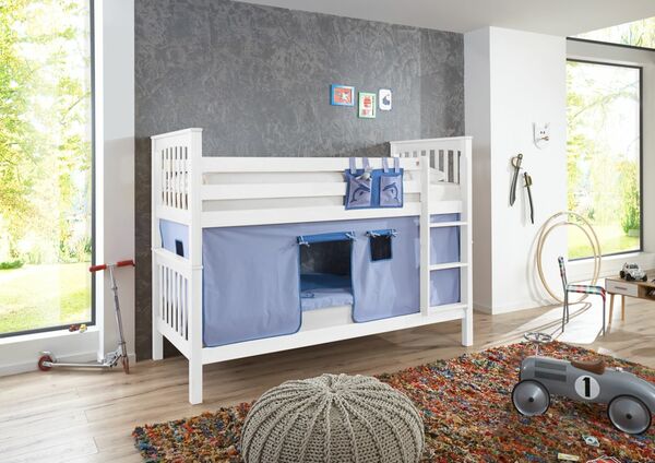 Relita Relita Etagenbett Kick Buche massiv weiß lackiert mit Textilset best ...