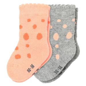 2 Paar Baby Frottee-Socken mit Punkten HELLGRAU / ORANGE