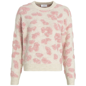 Damen Strickpullover CREME / ROSA