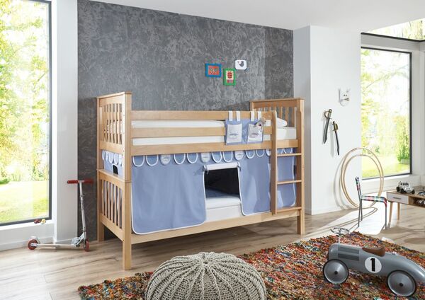 Relita Relita Etagenbett Kick Buche massiv natur lackiert mit Textilset best ...