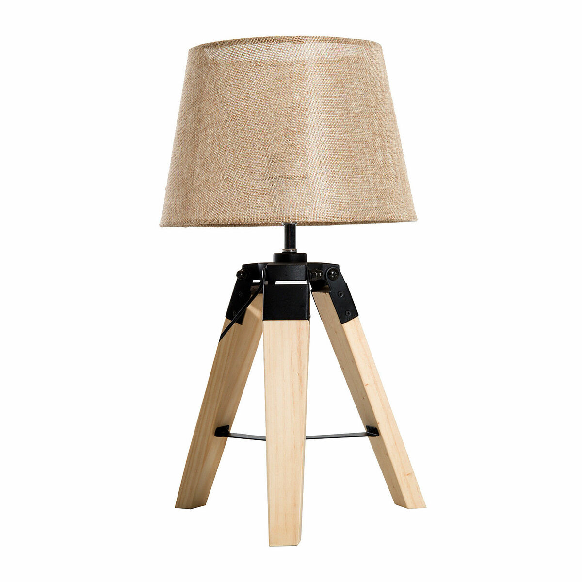 Bild 1 von HOMCOM Tischleuchte Tischlampe Nachttischlampe E27 Leinenoptik, Kiefer+Polyester, 24x24x45cm (Beige)