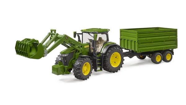 Bild 1 von BRUDER - John Deere 7R 350 mit Frontlader und Tandemachstransportanhänger 03155