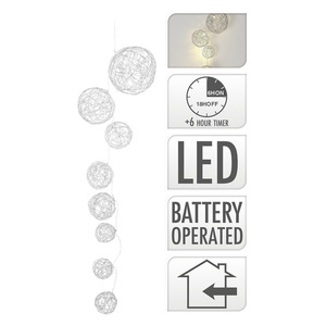 Metall-Kugellichterkette 8 warmweiße LEDs