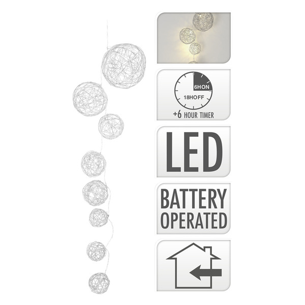 Bild 1 von Metall-Kugellichterkette 8 warmweiße LEDs