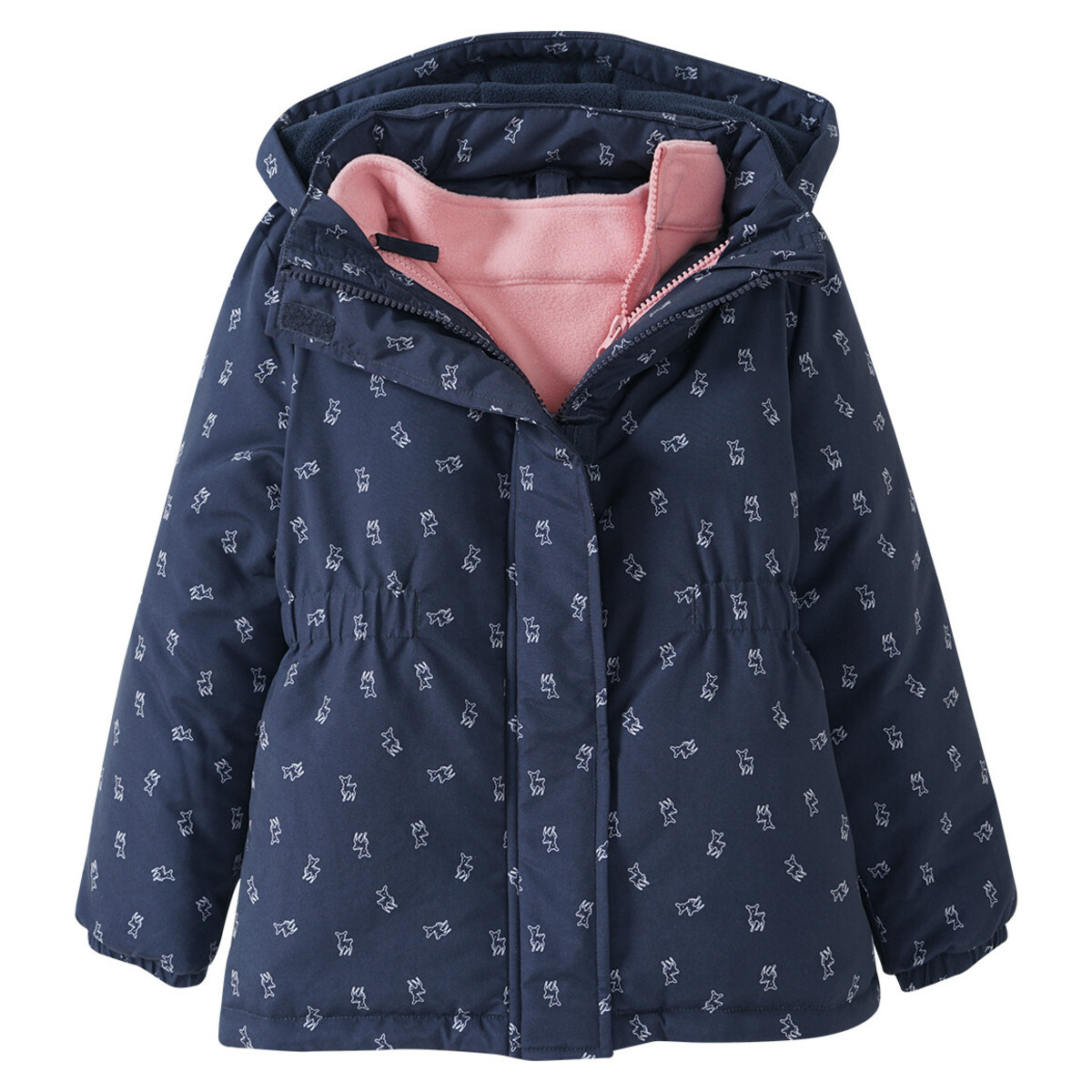 Bild 1 von 3-in-1 Mädchen Jacke mit Rehkitz-Print DUNKELBLAU