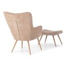 Bild 4 von HOMEXPERTS Ulla Hochlehnsessel mit Hocker, Cordstoff beige