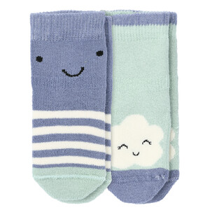 2 Paar Baby Frotte-Socken im Muster-Mix MINT / BLAU