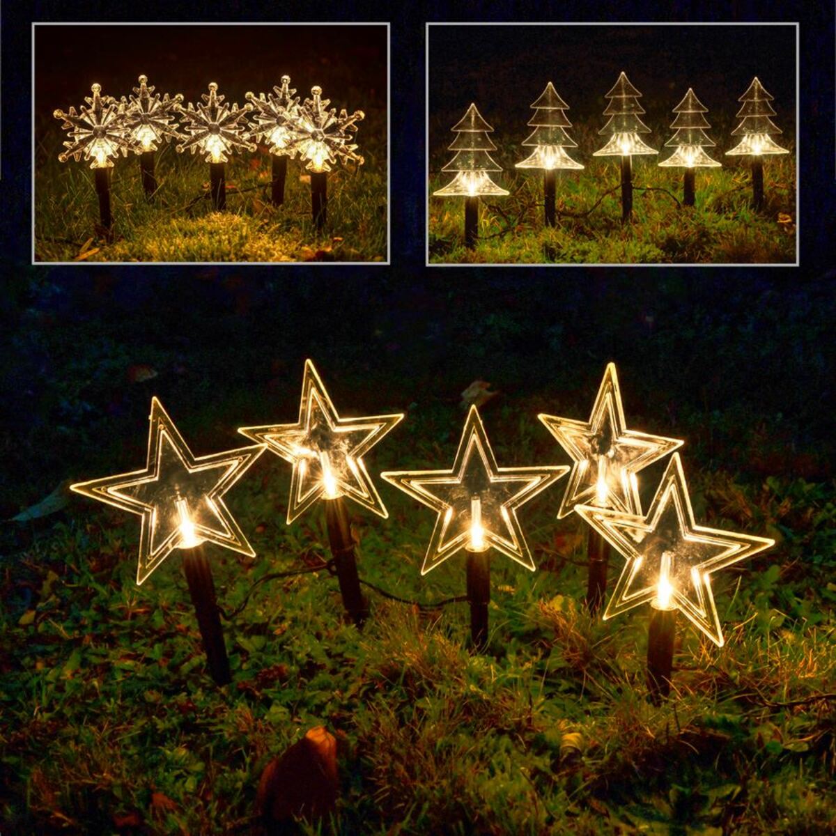 Bild 1 von Weihnachtliche Gartenstecker-Lichterkette mit 5 LEDs Warmweiß
