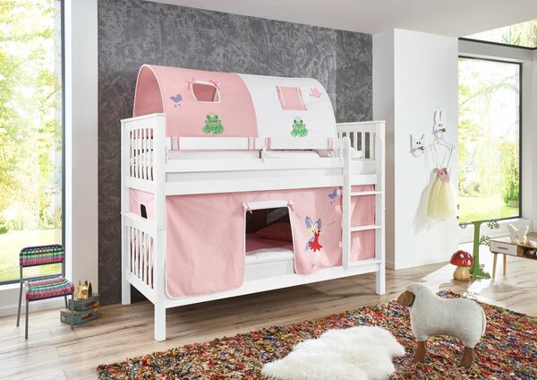 Relita Relita Etagenbett Kick Buche massiv weiß lackiert mit Textilset best ...
