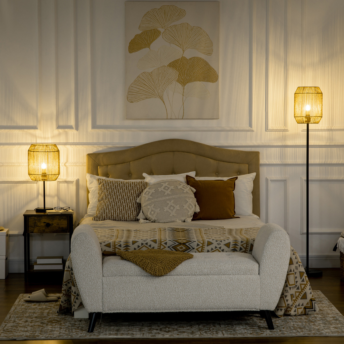 Bild 4 von HOMCOM 2er-Stehlampenset mit Tischleuchte, 1 Stehlampe, für Schlafzimmer, Natur