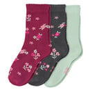 Bild 1 von 3 Paar Baby Socken mit floralem Motiv MINT / HIMBEER / DUNKELGRAU