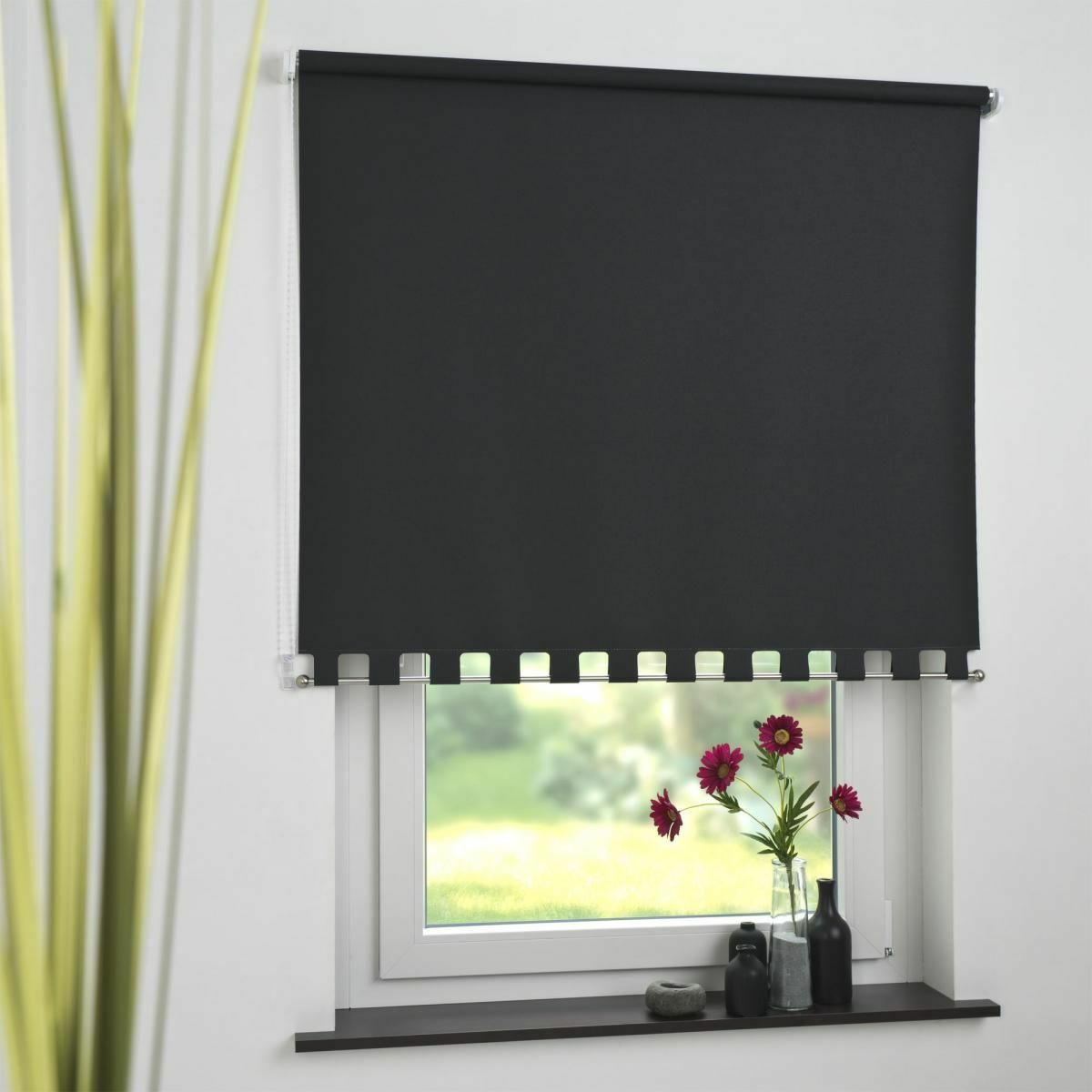 Bild 1 von Bella Casa Seitenzugrollo Kettenzugrollo Volantrollo Rollo Eckig lichtdurchlässig 182 x 180 cm schwa