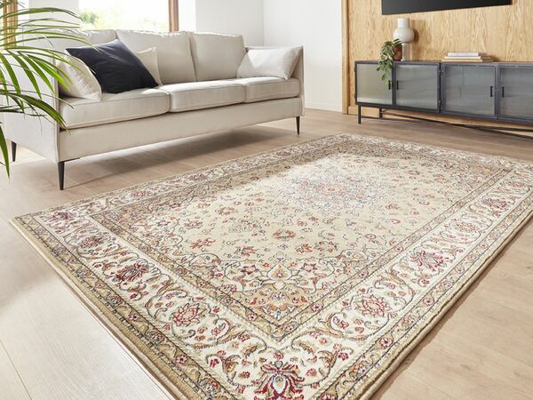 Bild 1 von Peyer Syntex Klassischer Kurzflor Teppich Amina Medaillon 27008 Farbe Hellbeige 60 x 110 cm