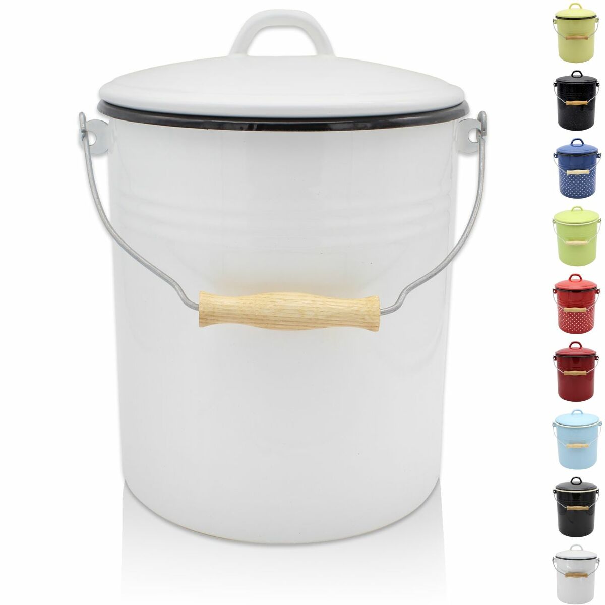 Bild 1 von Karl Krüger - Emaillierter Mülleimer mit Deckel, 10 Liter