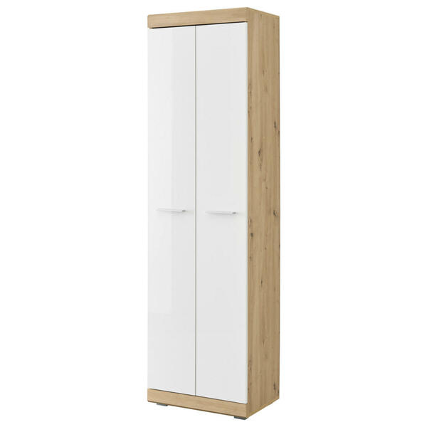 Bild 1 von Garderobenschrank Nola Eiche Artisan Nachbildung weiß Hochglanz B/H/T: ca. 55x195x38 cm