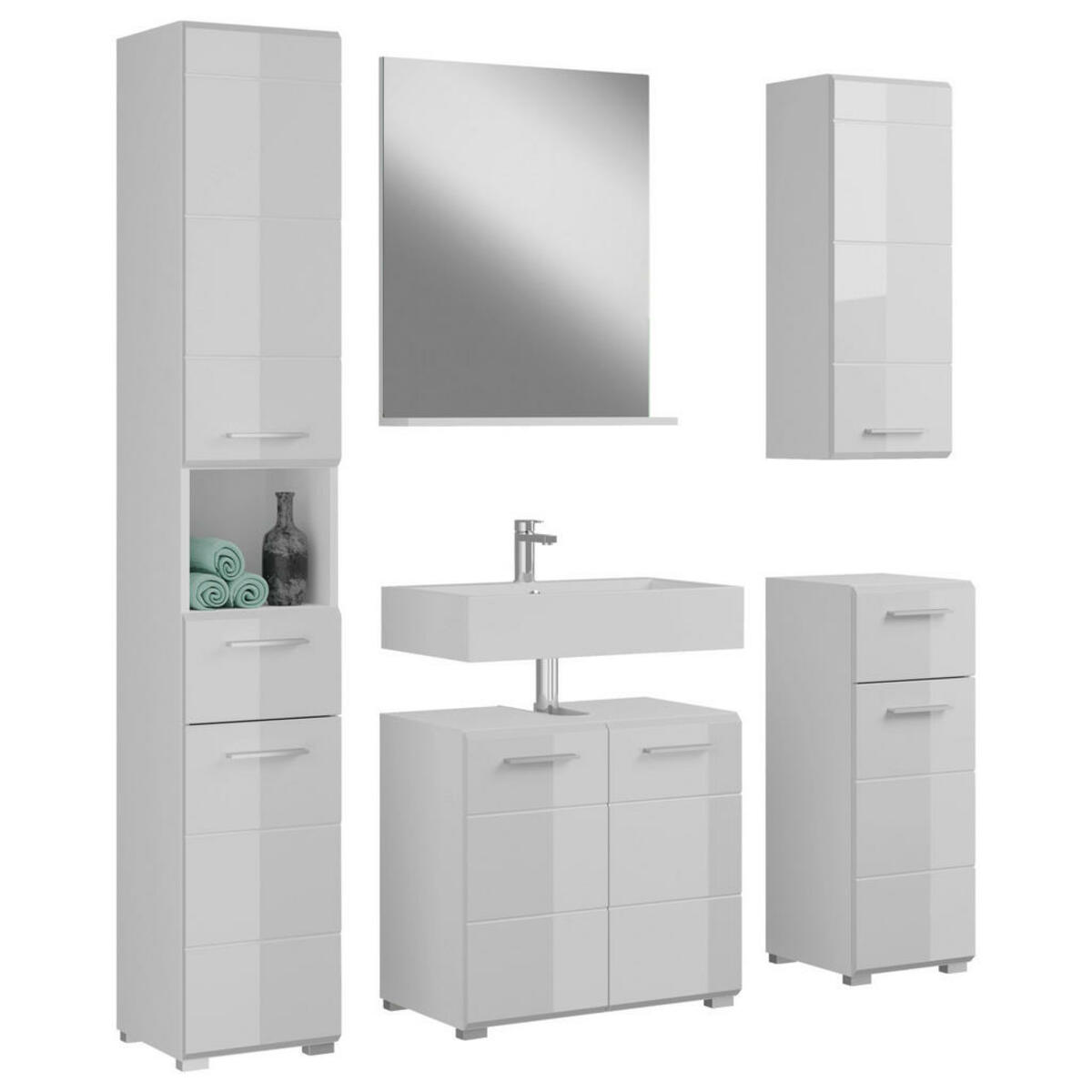 Bild 1 von Badezimmer-Set LINA weiß Hochglanz B/H/T: ca. 180x182x48 cm