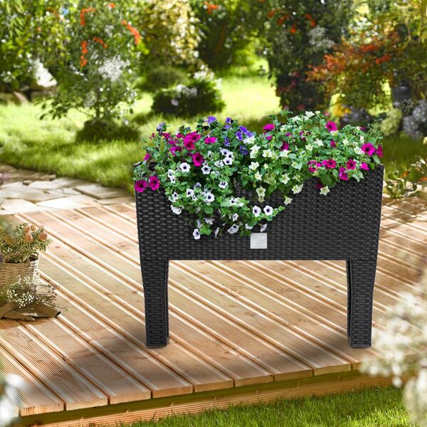 Bild 1 von Hochbeet Polyrattan Optik 60x46x25cm anthrazit