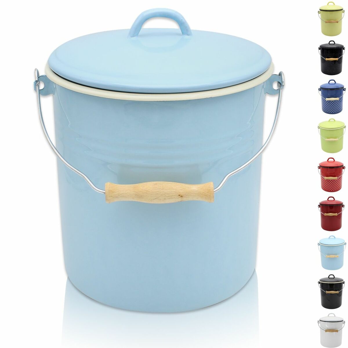 Bild 1 von Karl Krüger - Emaillierter Mülleimer SYLT mit Deckel, 10 Liter