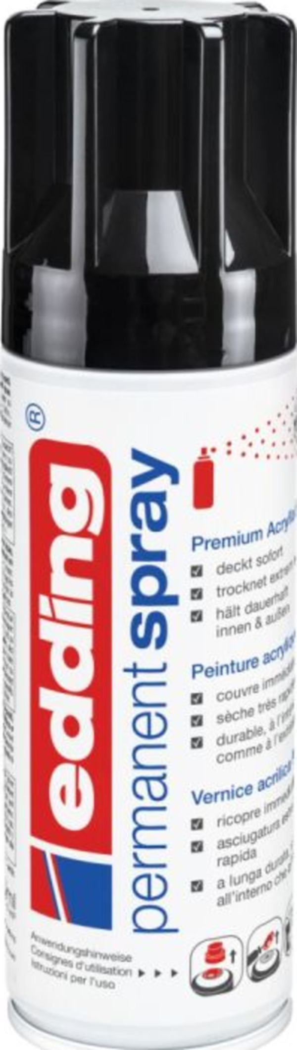 Bild 1 von Edding Permanentspray Premium-Acryllack tiefschwarz seidenmatt