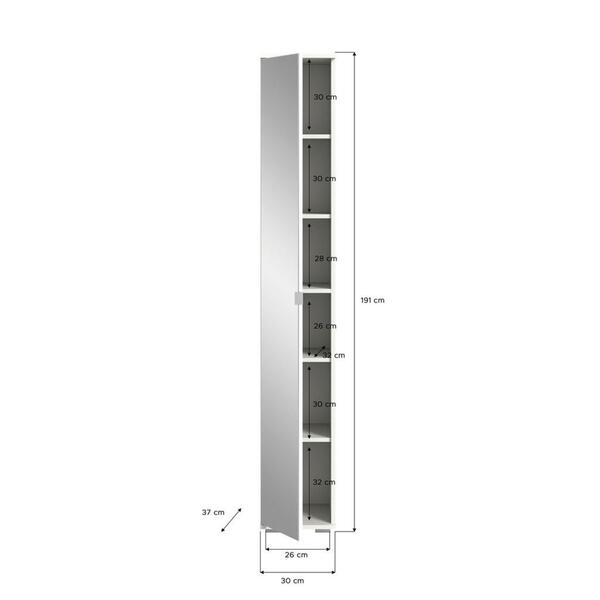 Bild 1 von Spiegelschrank PREGO B/H/T: ca. 30x191x37 cm