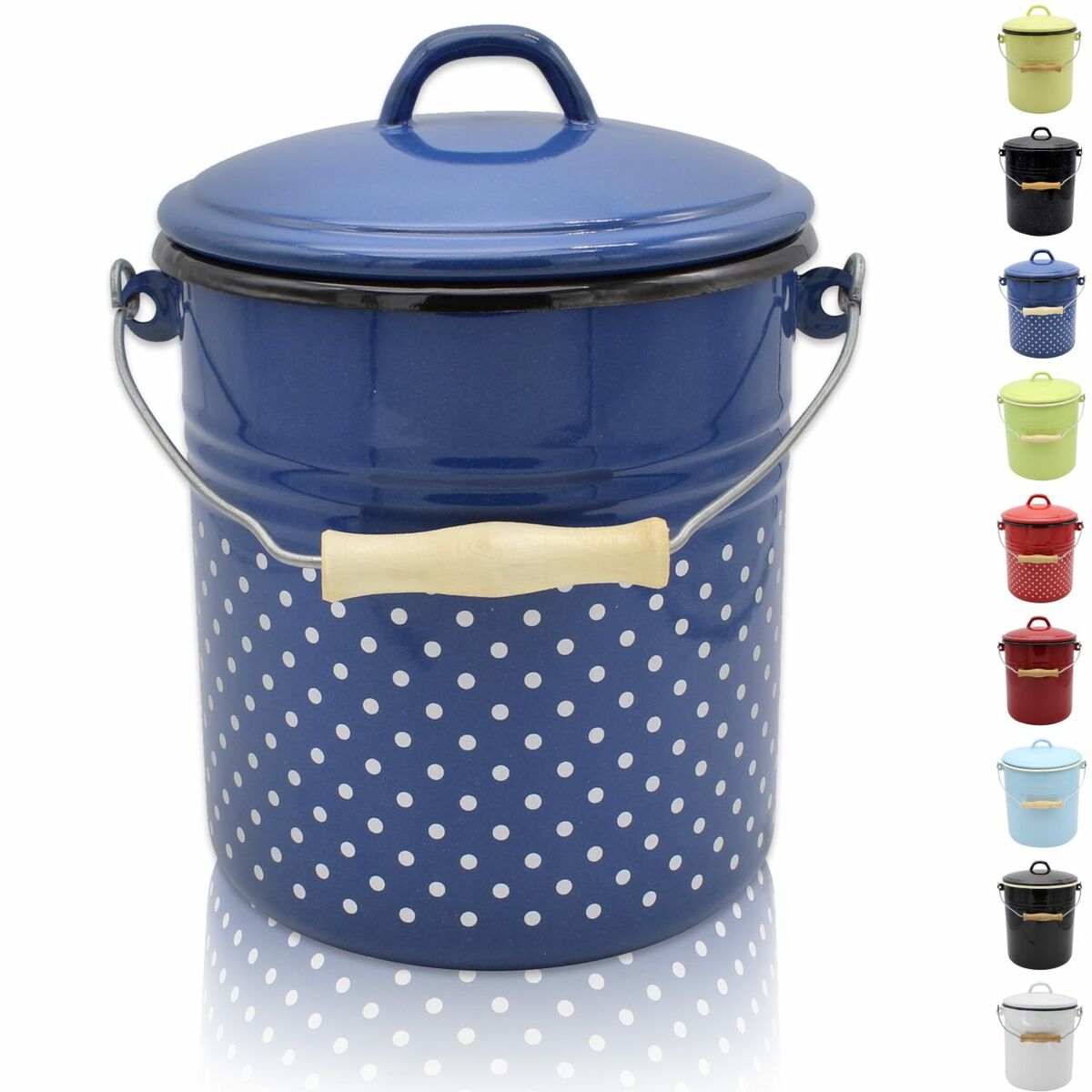 Bild 1 von Karl Krüger - Emaillierter Mülleimer ITALIA mit Deckel, 5 Liter