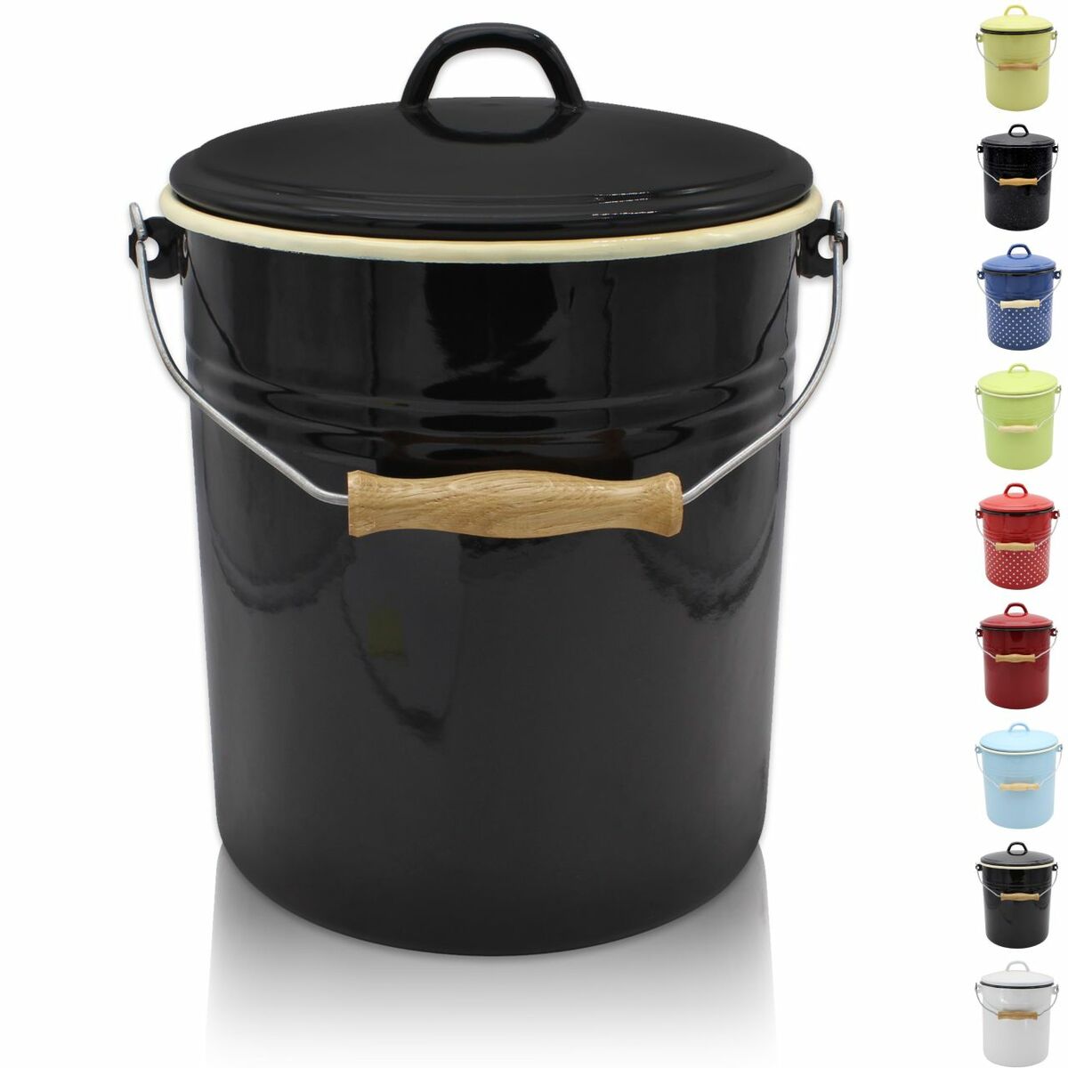 Bild 1 von Karl Krüger - Emaillierter Mülleimer TRIEST mit Deckel, 10 Liter