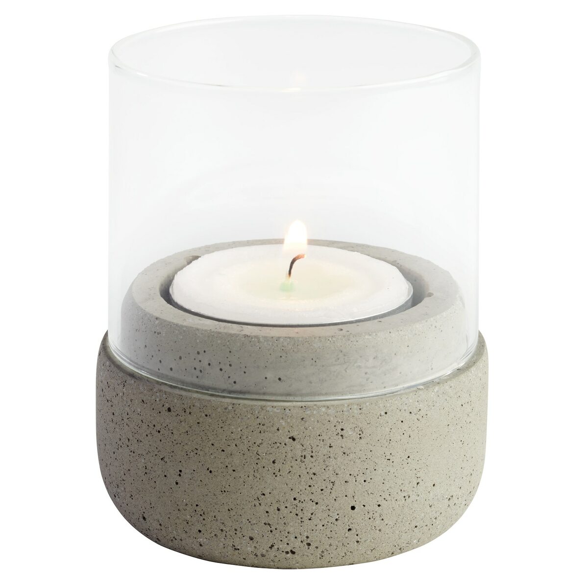 Bild 1 von APS Beton Windlichter, 2er Set ELEMENT, Gläser klar