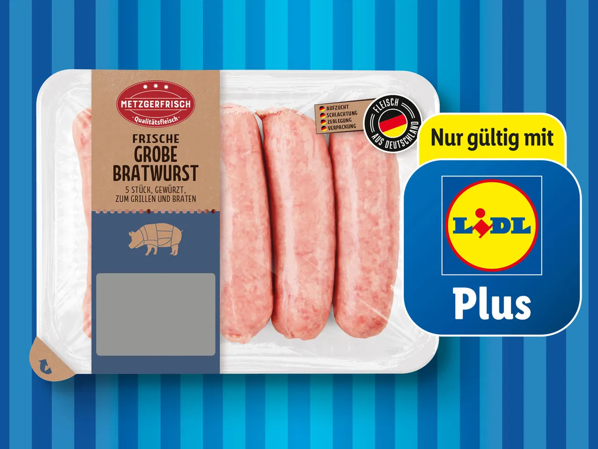 Bild 1 von Metzgerfrisch Frische Grobe Bratwurst, 
         400 g
