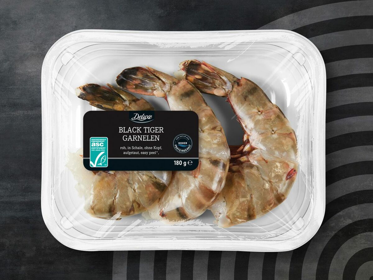 Deluxe ASC Black Tiger Garnelen, 180 g von Lidl ansehen!