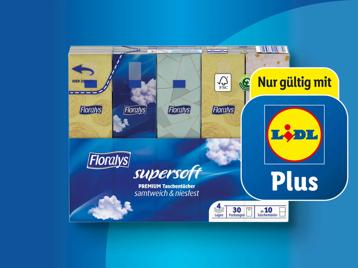 Bild 1 von Floralys Supersoft Premium Taschentücher, 
         30x 10 Stück
