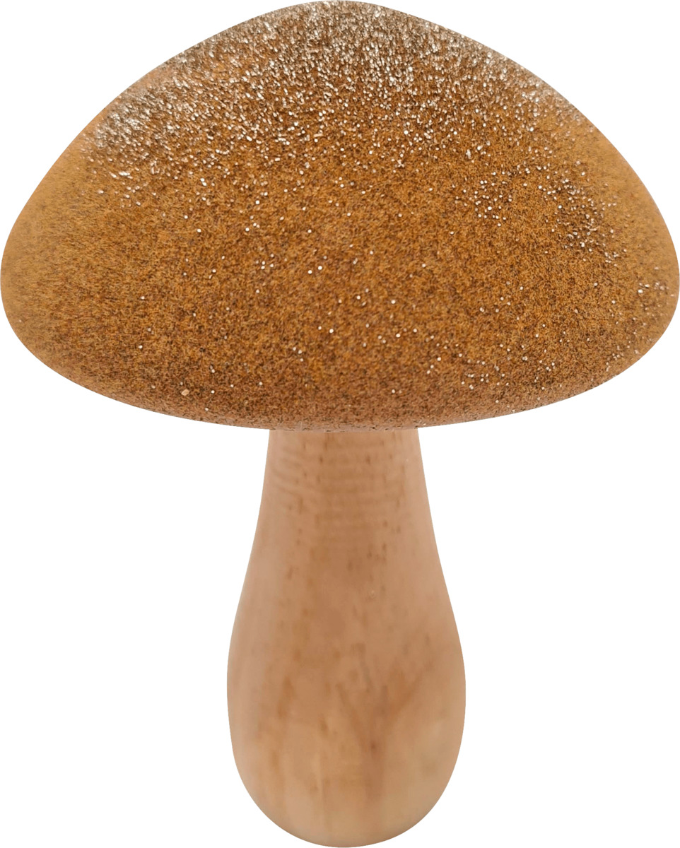 Bild 1 von Dekorieren & Einrichten Holzpilz, Samt beglittert, beige