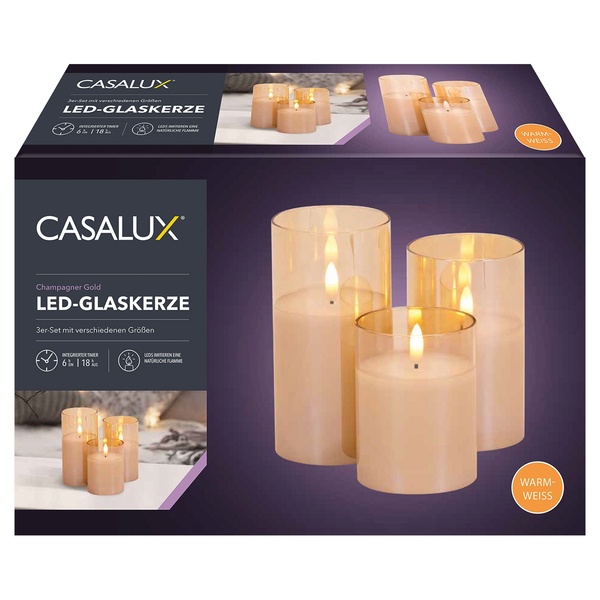 Bild 2 von CASALUX LED-Glaskerze, 3er-Set