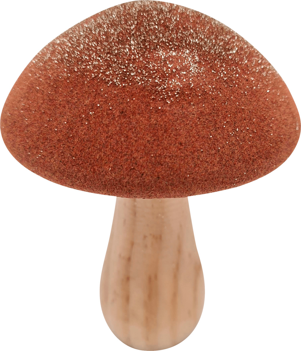 Bild 1 von Dekorieren & Einrichten Holzpilz, Samt beglittert, rot-orange