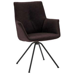 Dieter Knoll Armlehnstuhl, Schwarz, Dunkelbraun, Metall, Leder, Echtleder, Semi-Anilinleder, Rundrohr, 65x91x63 cm, Beinauswahl, Lederauswahl, Typenauswahl, Esszimmer, Stühle, Armlehnenstühle