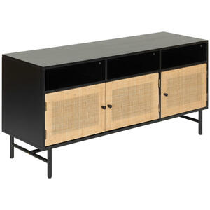 Mid.you Sideboard, Natur, Schwarz, Metall, Rattan, 1 Fächer, 140x62x38 cm, Bsci, Wohnzimmer, Kommoden & Sideboards, Sideboards