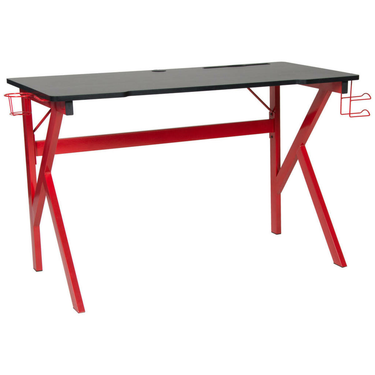 Bild 1 von Boxxx Gaming, Schwarz, Rot, Metall, rechteckig, Flachrohr, eckig, 60x75 cm, Headsethalter, Getränkehalter, Kabeldurchlass, Arbeitszimmer, Schreibtische, PC- & Computertische