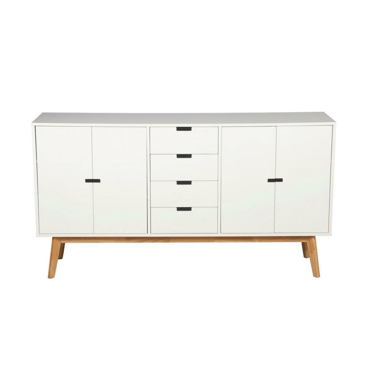 Bild 1 von Mid.you Sideboard, Natur, Weiß, Holzwerkstoff, Kautschukholz, massiv, 4 Fächer, 4 Schubladen, 160x86x40 cm, Bsci, Schlafzimmer, Schlafzimmer Kommoden