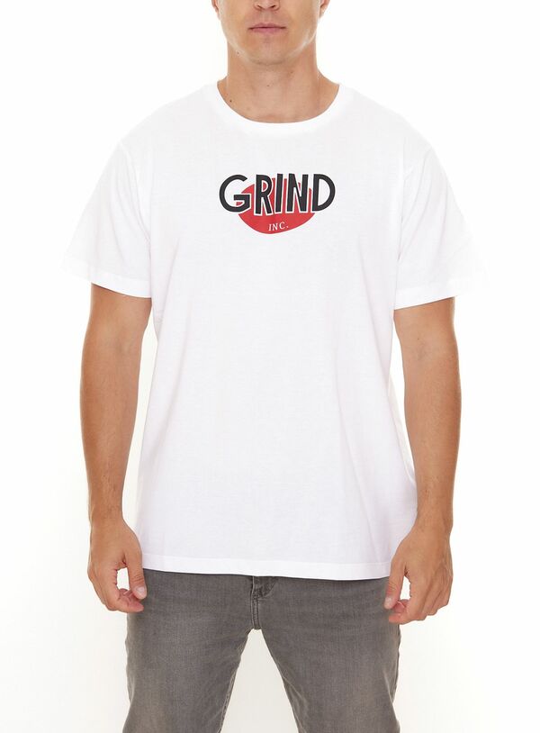 Bild 1 von GRIND Inc Logo Tee Herren Kurzarm-Shirt mit großem Logo-Print Baumwoll-T-Shirt GITR001 Weiß