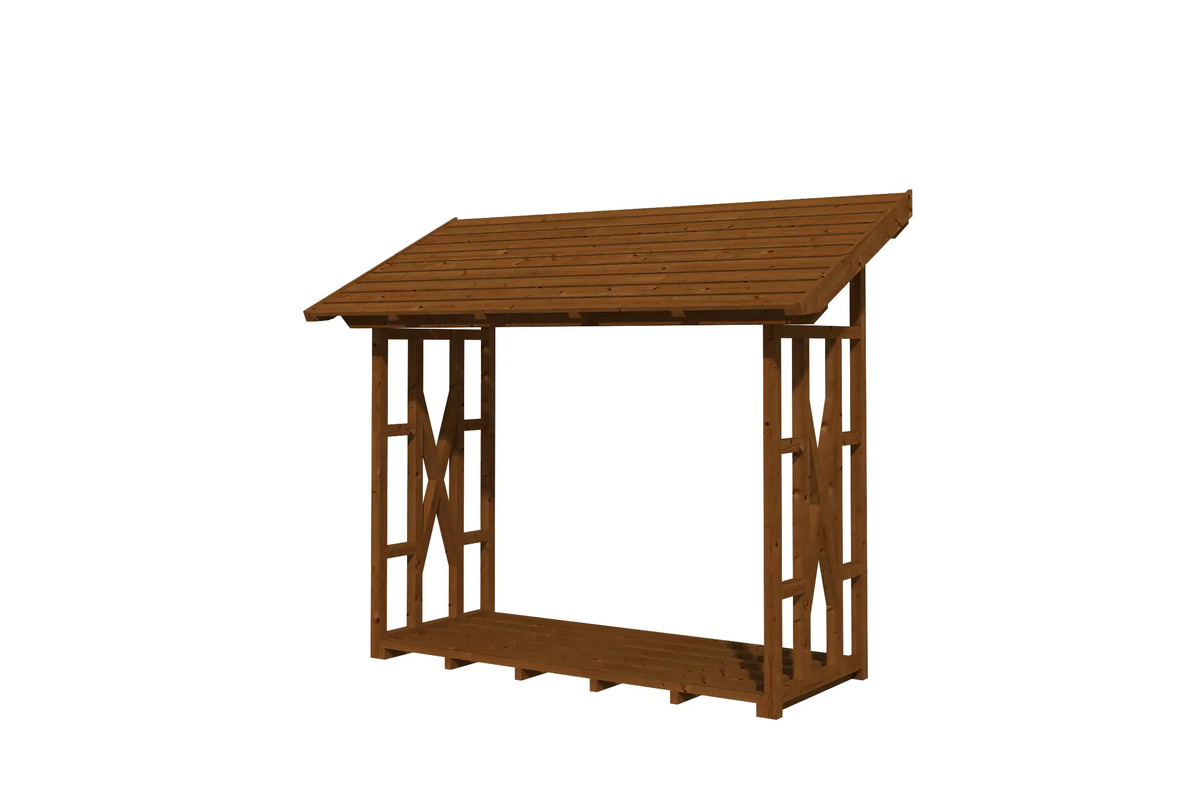 Bild 1 von SKAN HOLZ Holzunterstand Paul 2 290 x 126 cm , lasiert in Nussbaum