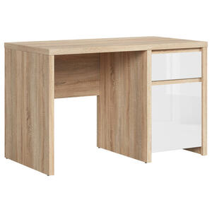 Schreibtisch, Sonoma Eiche, Weiß Hochglanz, Holzwerkstoff, 1 Schubladen, rechteckig, Wange, 65x77 cm, Arbeitszimmer, Schreibtische, Bürotische