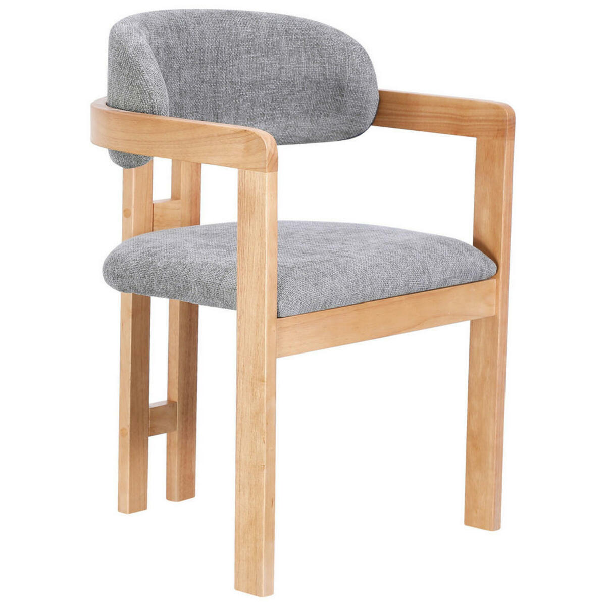 Bild 1 von Mid.you Armlehnstuhl, Grau, Eiche, Holz, Textil, Kautschukholz, massiv, eckig, 60x80x52 cm, Esszimmer, Stühle, Esszimmerstühle, Armlehnenstühle