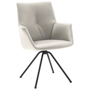 Dieter Knoll Armlehnstuhl, Schwarz, Beige, Metall, Leder, Echtleder, Semi-Anilinleder, Rundrohr, 65x91x63 cm, Beinauswahl, Lederauswahl, Typenauswahl, Esszimmer, Stühle, Armlehnenstühle