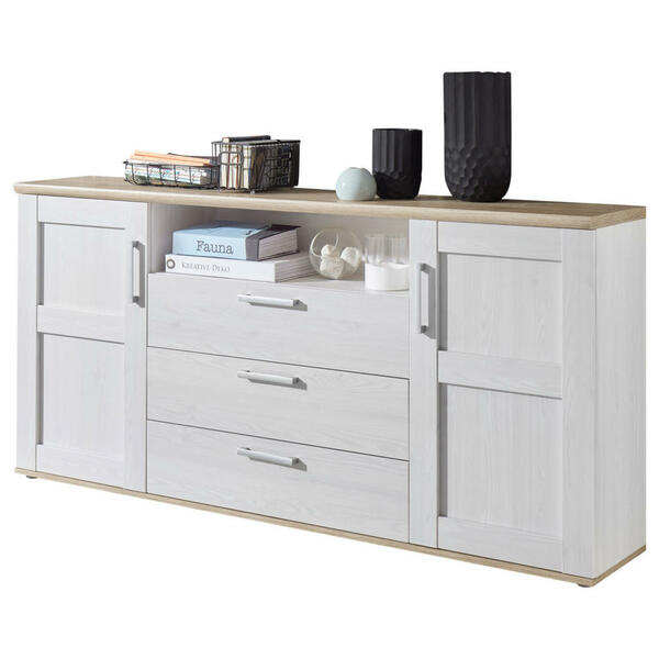 Bild 1 von Mid.you Sideboard, Eiche San Remo, Kunststoff, 2 Fächer, 3 Schubladen, 186x90x38 cm, Made in EU, Beimöbel erhältlich, Schlafzimmer, Schlafzimmer Kommoden