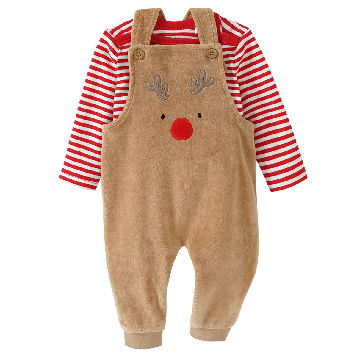 Bild 1 von Newborn Strampler und Body im Rentier-Look HELLBRAUN / ROT / WEISS