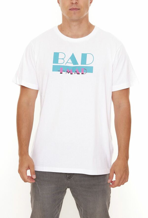 Bild 1 von BAD+MAD Miami Tee Herren Sommer-Shirt mit großem Marken-Print Baumwoll-T-Shirt BMTR001 Weiß
