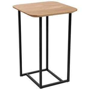 Beistelltisch, Schwarz, Wildeiche, Holz, Metall, Wildeiche, massiv, quadratisch, eckig, 40x60 cm, einfacher Aufbau, Wohnzimmer, Wohnzimmertische, Beistelltische, Beistelltische Metall