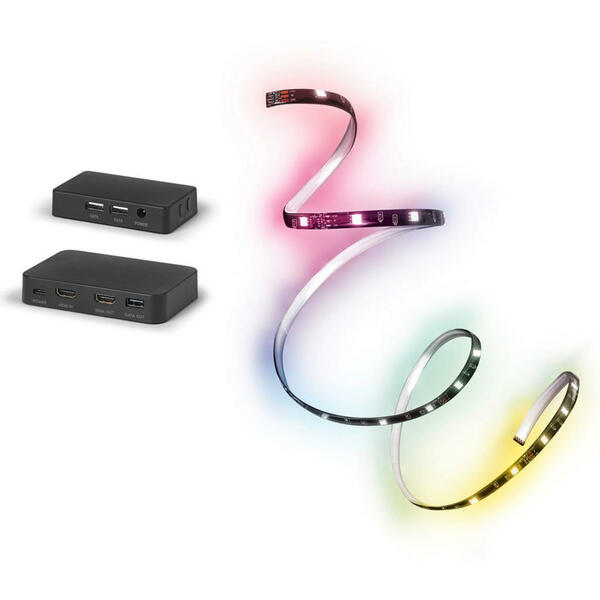 Bild 1 von Ledvance Led-Strip Smart Wifi Synch Box Flex, Schwarz, Kunststoff, 3-teilig, 1x0.3 cm, Farbwechsler, Smartphone-Steuerung, Lampen & Leuchten, Innenbeleuchtung, Dekoleuchten, Led-streifen